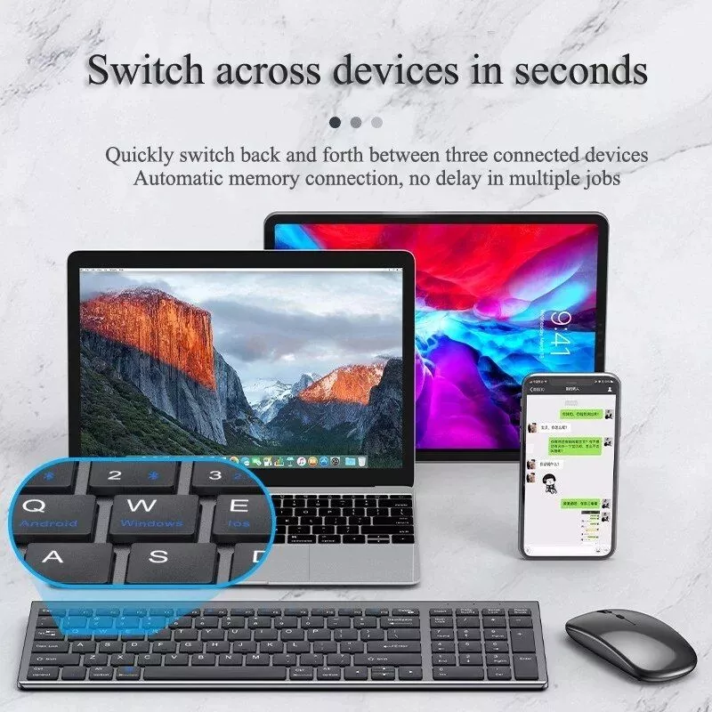 wireless keyboard bluetooth 5.0 & 2.4g mini multimedia set for laptop, pc, tv & more