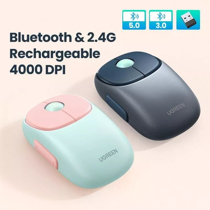 rechargeable wireless mouse with triple bluetooth & 4000 dpi