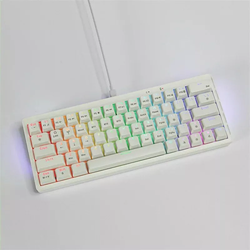 compact 63 key hot swappable mechanical keyboard with multicolor rgb backlighting