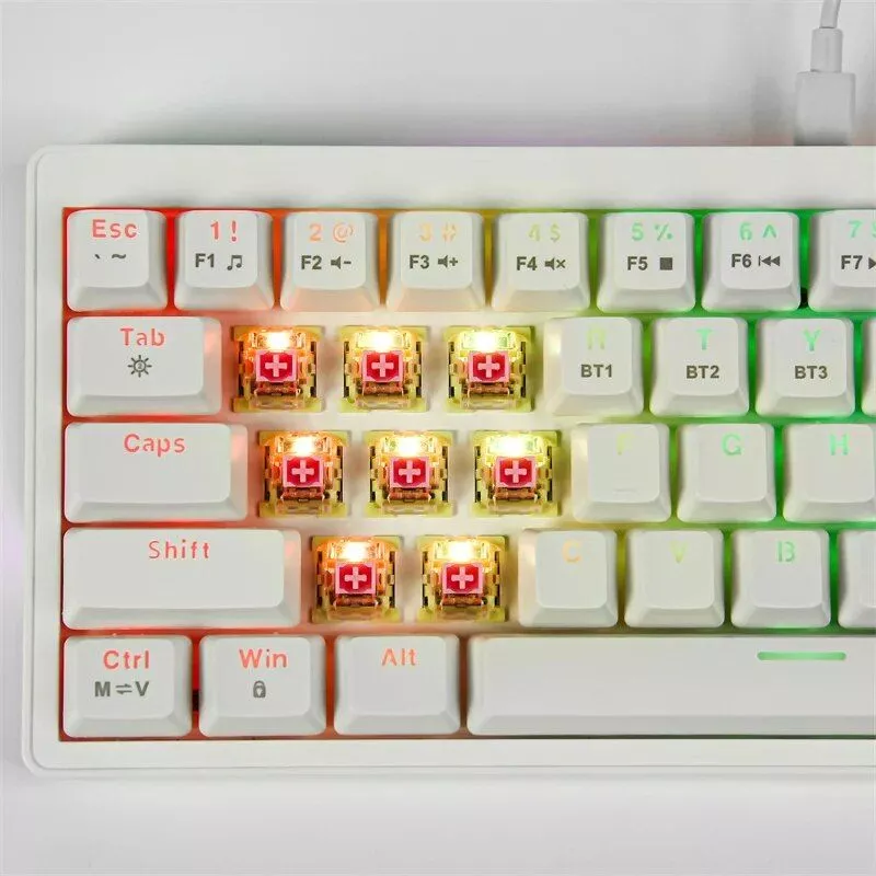 compact 63 key hot swappable mechanical keyboard with multicolor rgb backlighting